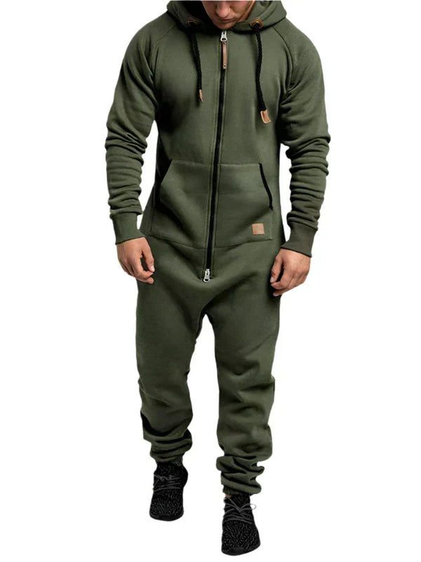 Riston Men's Hooded Jumpsuit – Warm Soft Fleece in Casual Style