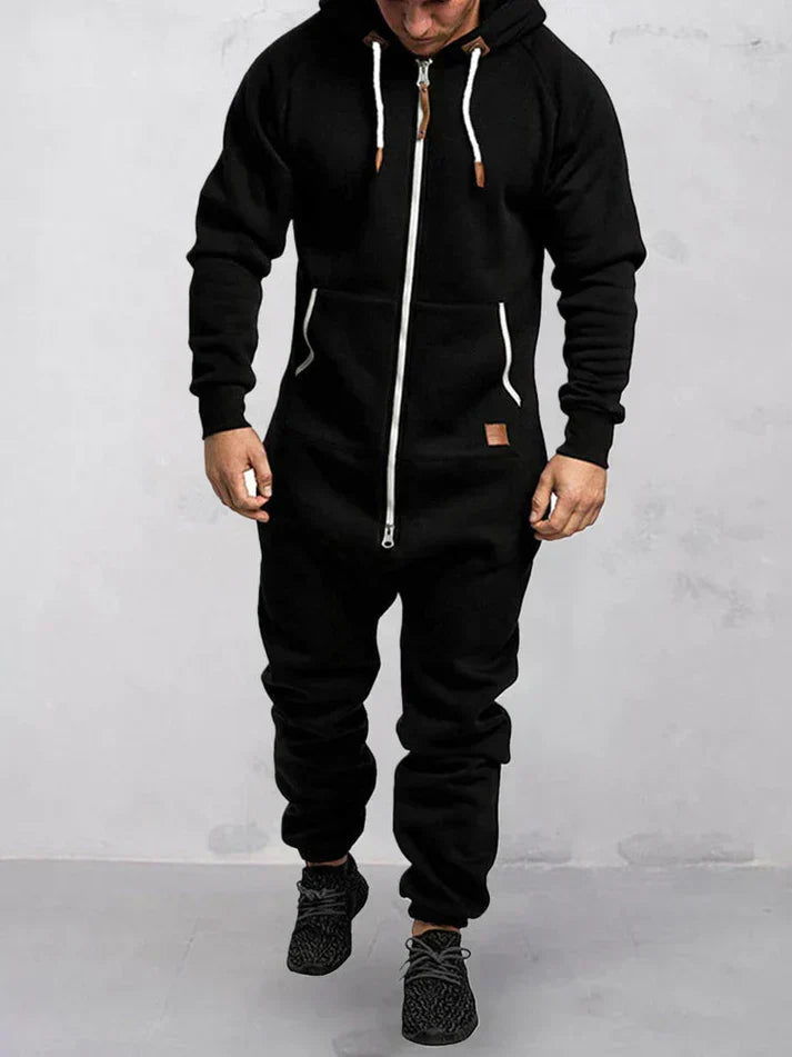Riston Men's Hooded Jumpsuit – Warm Soft Fleece in Casual Style