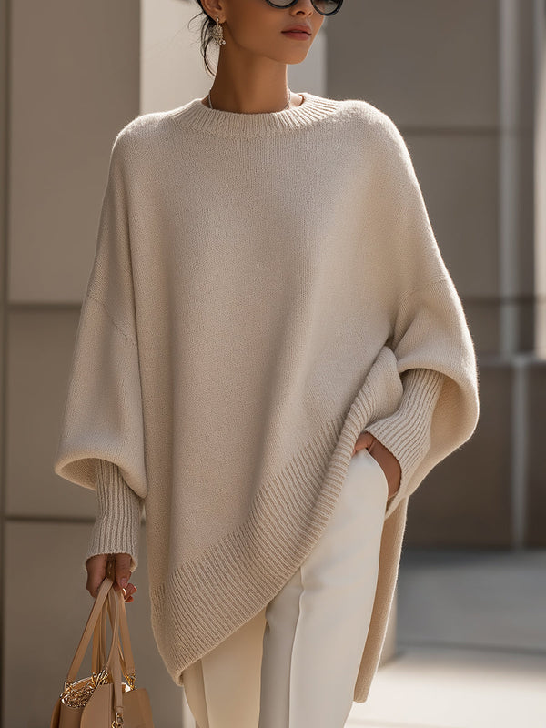 Women's Oversized Knit Sweater Top — Beige