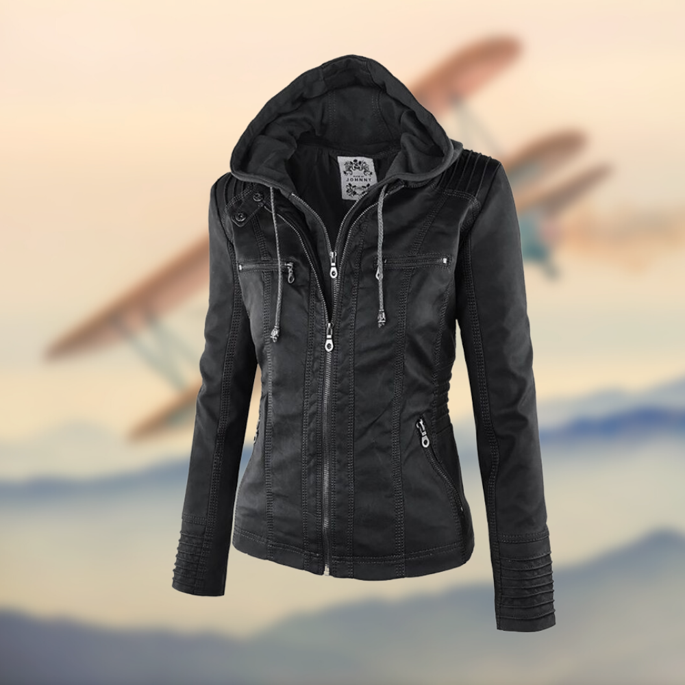 Women's Leather Moto Biker Jacket — Light Brown
