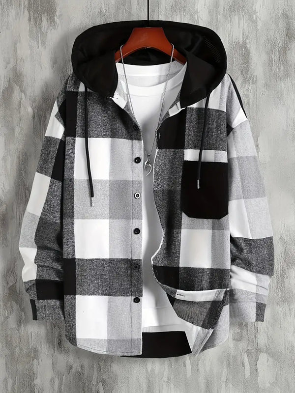 Mason Men's Checkered Hoodie – Modern Pattern with Comfortable Relaxed Fit