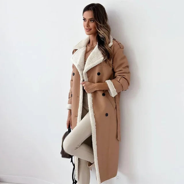 Women's Lined Longline Winter Coat — Brown