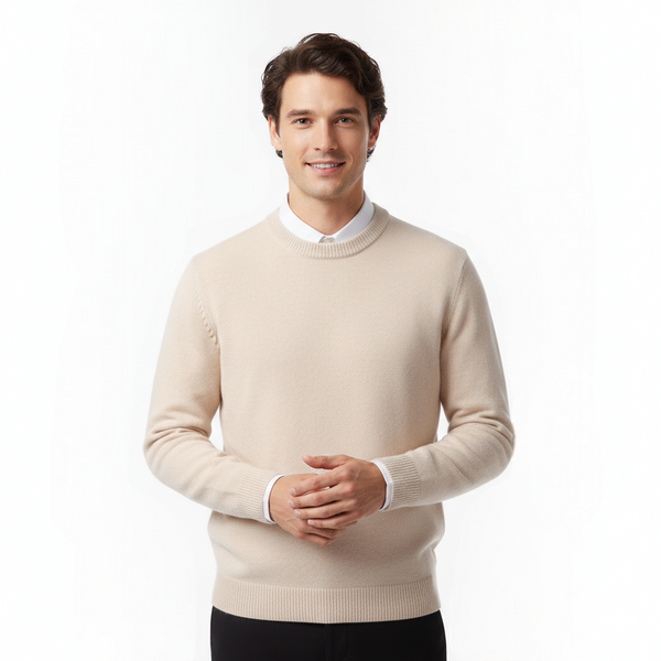 Cameron Men's Crew Neck Sweater – Elegant and Breathable Premium Merino Wool Sweater