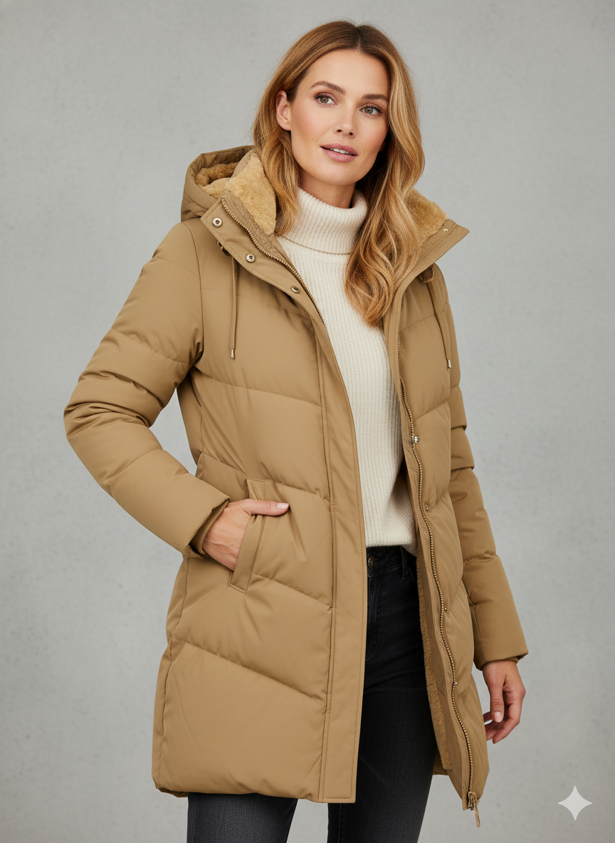 Women's Longline Hooded Winter Puffer Coat — Black
