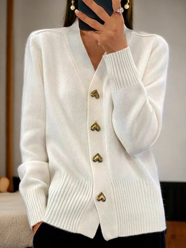 Olivia Women's Knit Cardigan with Gold Buttons