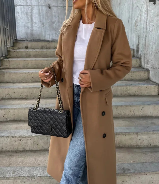 Women's Classic Longline Trench Coat — Khaki