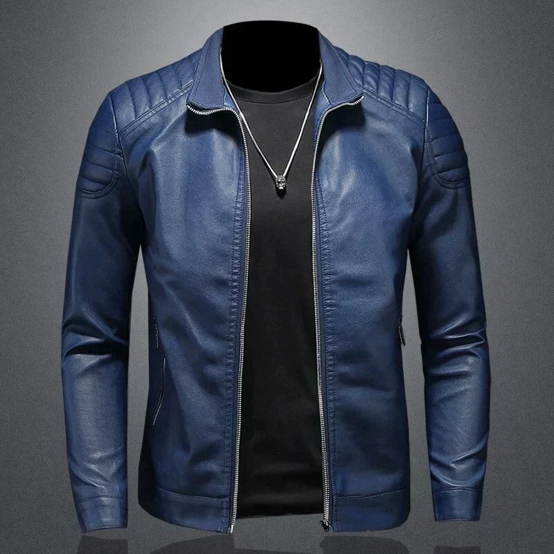 Lance Men's Leather Jacket – Elegant Comfortable Regular Fit with Zipper Closure