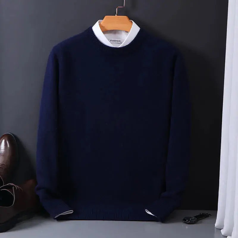 Daniel Men's Round Neck Sweater – Sky Blue, Soft & Elegant Comfort in Mixed Cashmere Wool