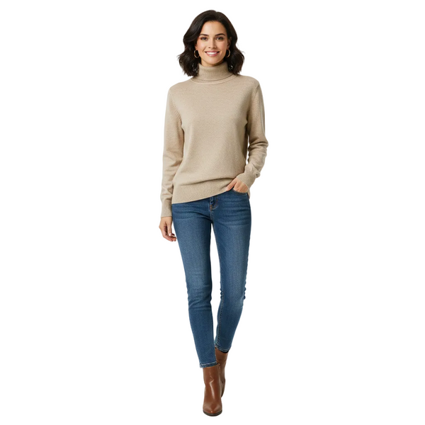 Lea Women's Slim Fit Cashmere Turtleneck Sweater
