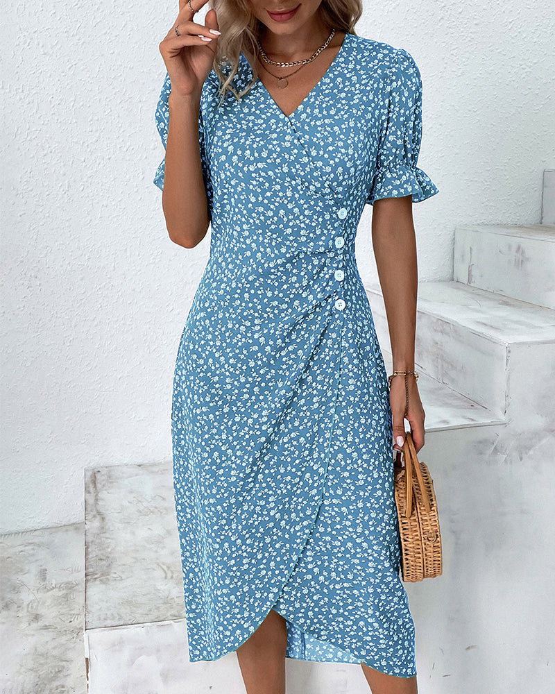 Quincy Women's Floral Button Front Summer Dress