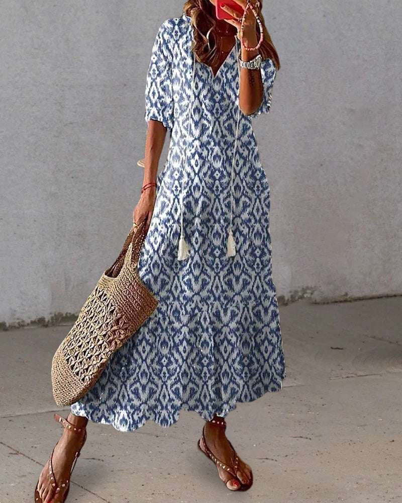 Blanche Women's White Cotton Bohemian Maxi Dress