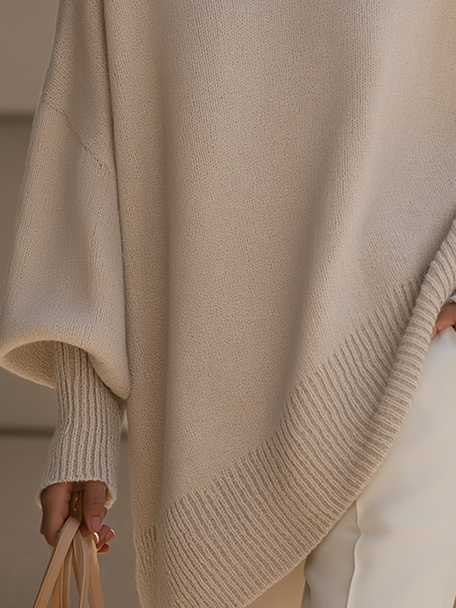 Women's Oversized Knit Sweater Top — Beige