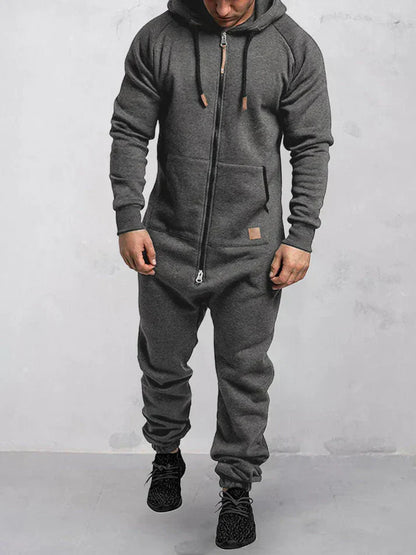 Riston Men's Hooded Jumpsuit – Warm Soft Fleece in Casual Style