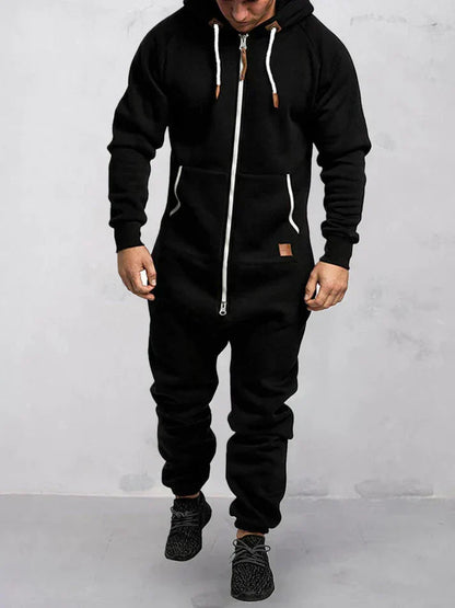 Riston Men's Hooded Jumpsuit – Warm Soft Fleece in Casual Style