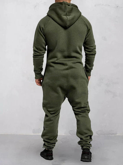 Riston Men's Hooded Jumpsuit – Warm Soft Fleece in Casual Style