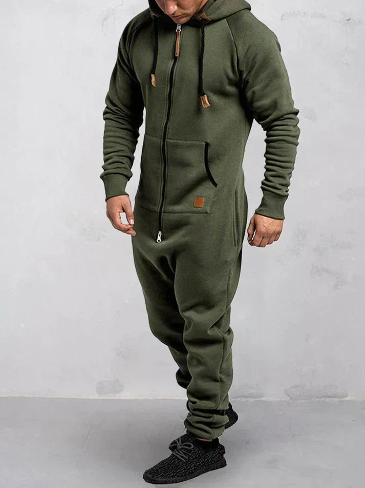 Riston Men's Hooded Jumpsuit – Warm Soft Fleece in Casual Style