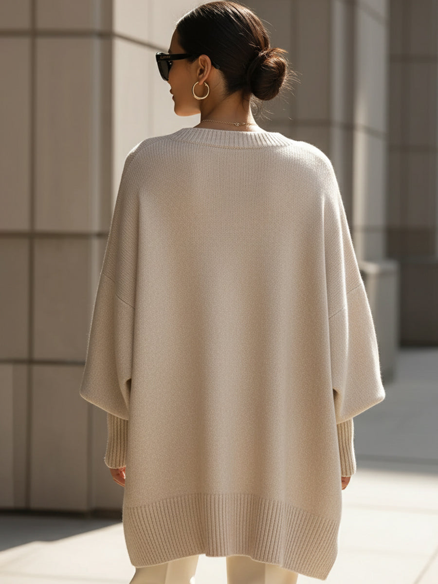 Women's Oversized Knit Sweater Top — Beige