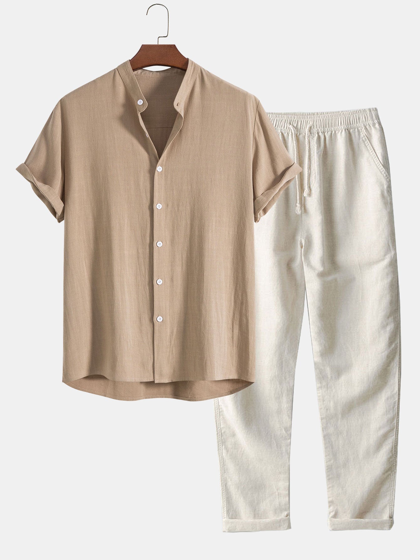 Richard Men's Summer Set – Breathable Linen-Look Shirt with Comfortable Pants