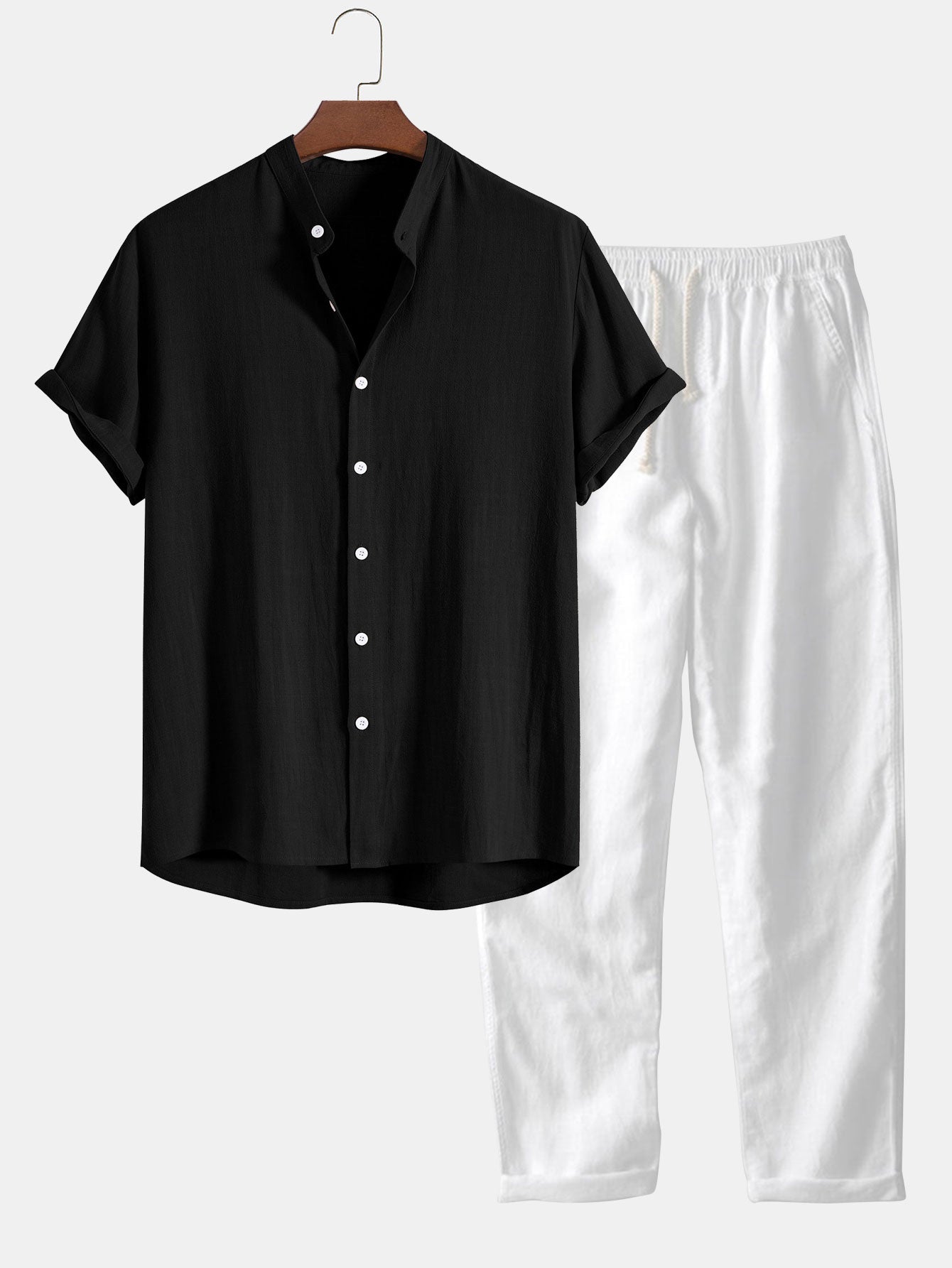 Richard Men's Summer Set – Breathable Linen-Look Shirt with Comfortable Pants