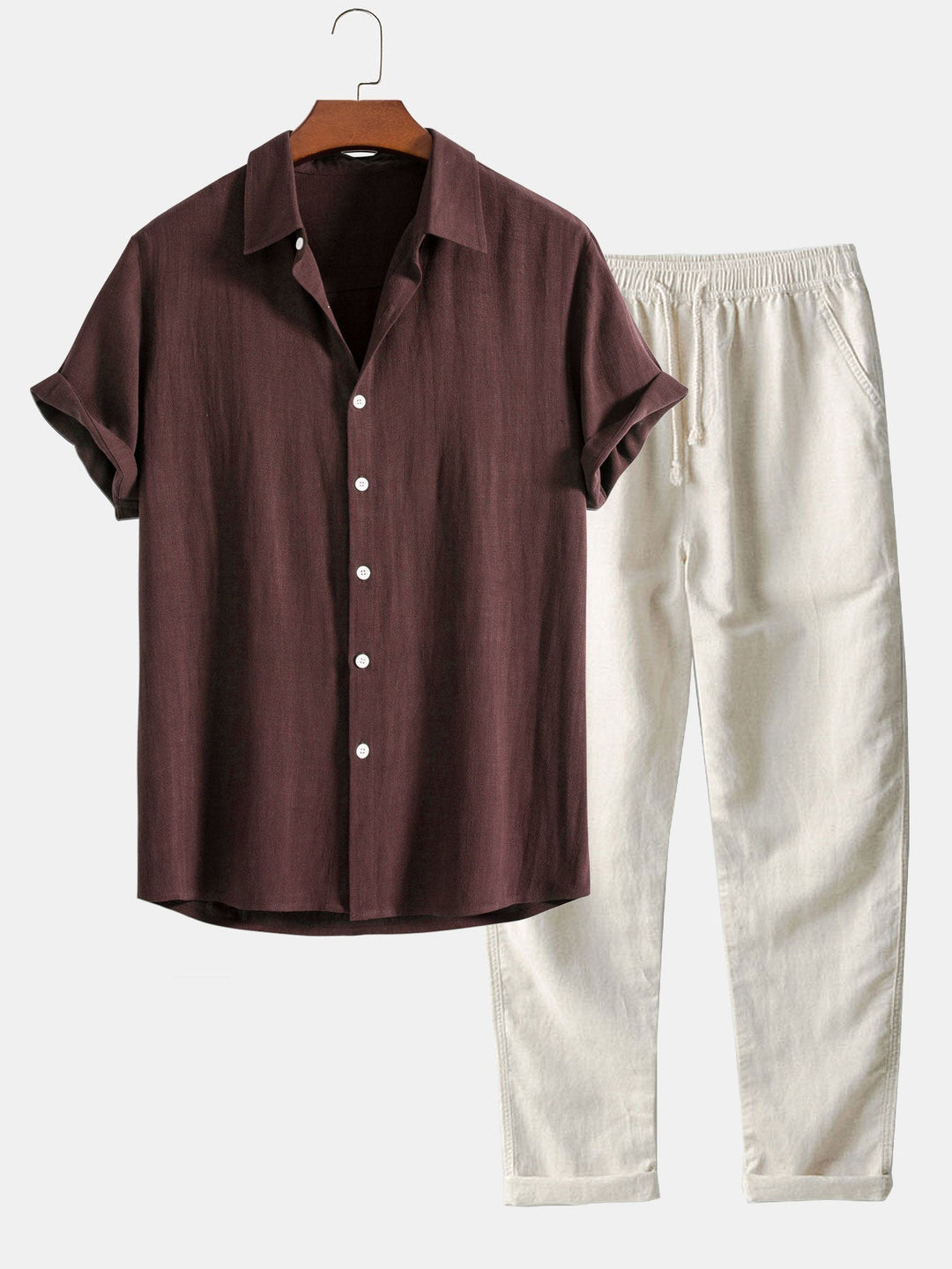 Richard Men's Summer Set – Breathable Linen-Look Shirt with Comfortable Pants
