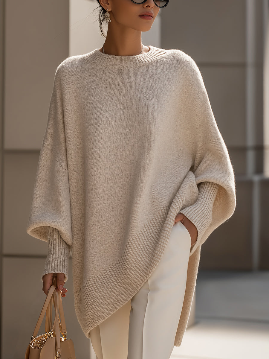 Women's Oversized Knit Sweater Top — Beige