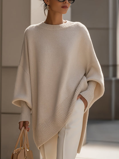 Women's Oversized Knit Sweater Top — Beige