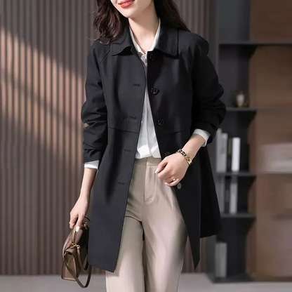 Women's Classic Button-Up Trench Coat — Navy