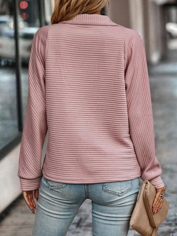 Leyna Women's Ribbed Knit Zip Collar Sweater