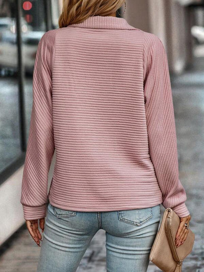Leyna Women's Ribbed Knit Zip Collar Sweater