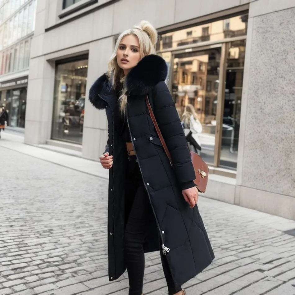 Women's Hooded Zip Winter Jacket — Black
