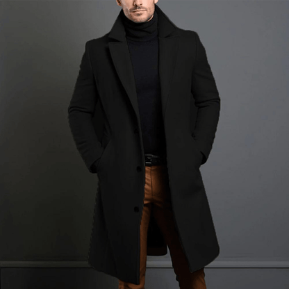 Edward Men's Long Winter Coat – Warm Insulated Trench Style with Classic Elegant Cut