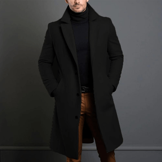 Edward Men's Long Winter Coat – Warm Insulated Trench Style with Classic Elegant Cut