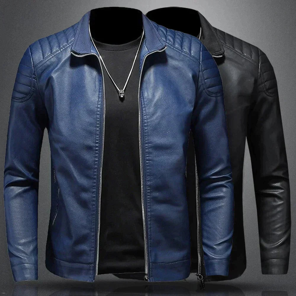 Lance Men's Leather Jacket – Elegant Comfortable Regular Fit with Zipper Closure