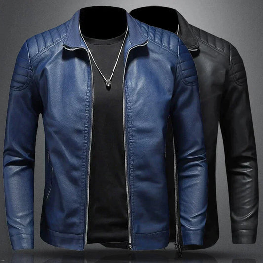 Lance Men's Leather Jacket – Elegant Comfortable Regular Fit with Zipper Closure