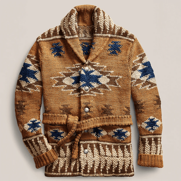Arman Men's Jacquard Cardigan – Soft Knit Sweater in Classic American West Style