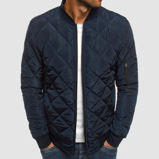 Benedict Quilted Jacket for Men – Lightweight with diamond pattern, zip closure and pockets