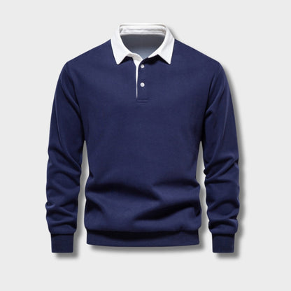 Hugo Men's Long Sleeve Polo Sweatshirt – Breathable Knit with Classic Collar