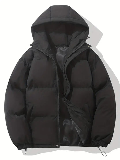 Women's Quilted Hooded Winter Coat — Black