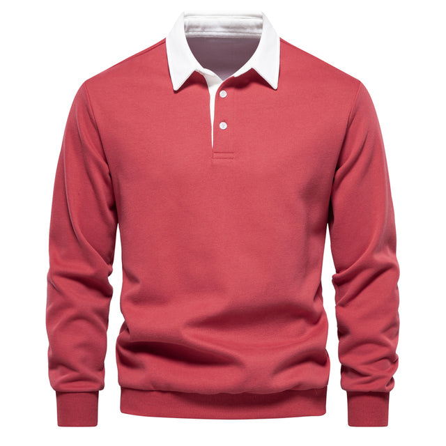 Hugo Men's Long Sleeve Polo Sweatshirt – Breathable Knit with Classic Collar