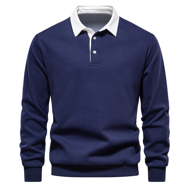 Hugo Men's Long Sleeve Polo Sweatshirt – Breathable Knit with Classic Collar