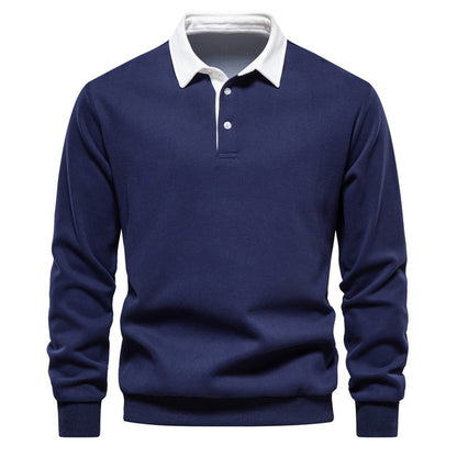 Hugo Men's Long Sleeve Polo Sweatshirt – Breathable Knit with Classic Collar
