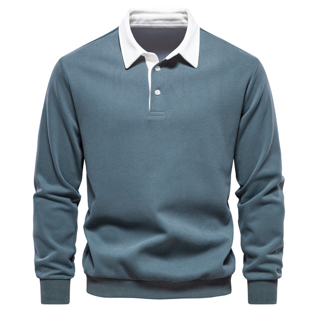 Hugo Men's Long Sleeve Polo Sweatshirt – Breathable Knit with Classic Collar