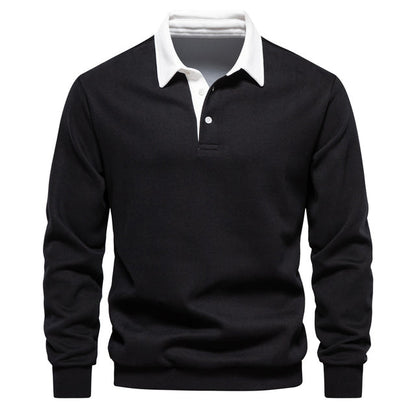 Hugo Men's Long Sleeve Polo Sweatshirt – Breathable Knit with Classic Collar