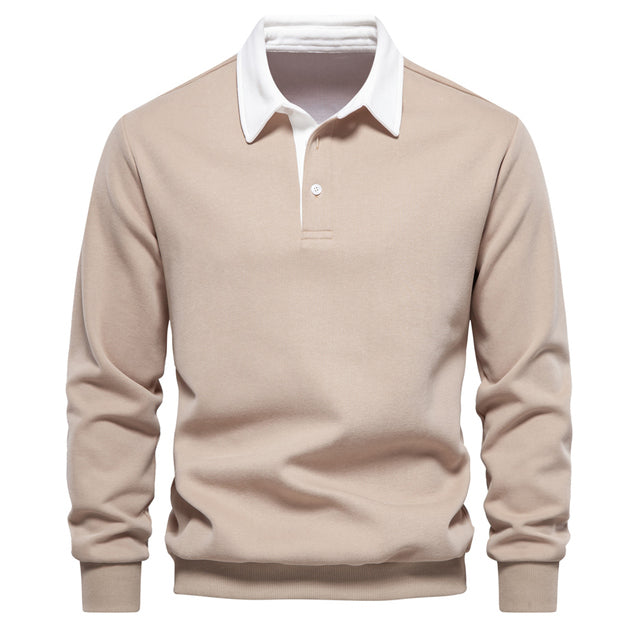 Hugo Men's Long Sleeve Polo Sweatshirt – Breathable Knit with Classic Collar