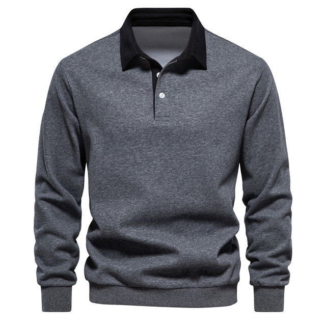 Hugo Men's Long Sleeve Polo Sweatshirt – Breathable Knit with Classic Collar