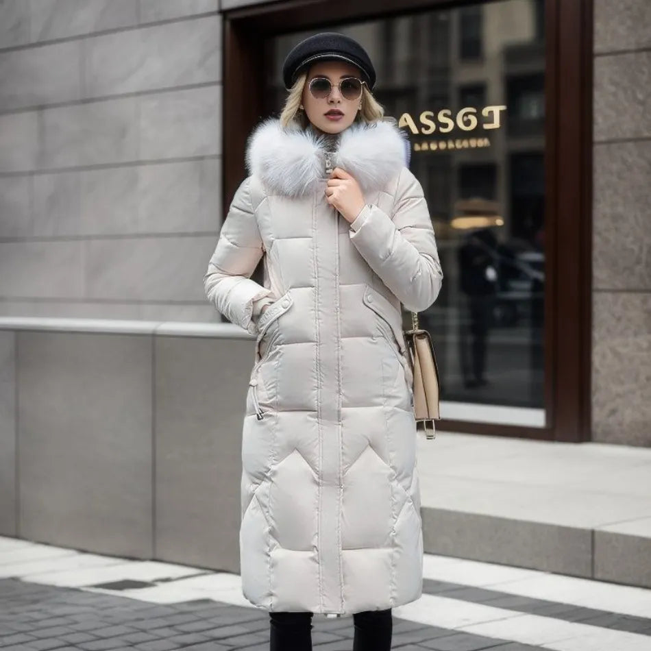 Women's Hooded Zip Winter Jacket — White