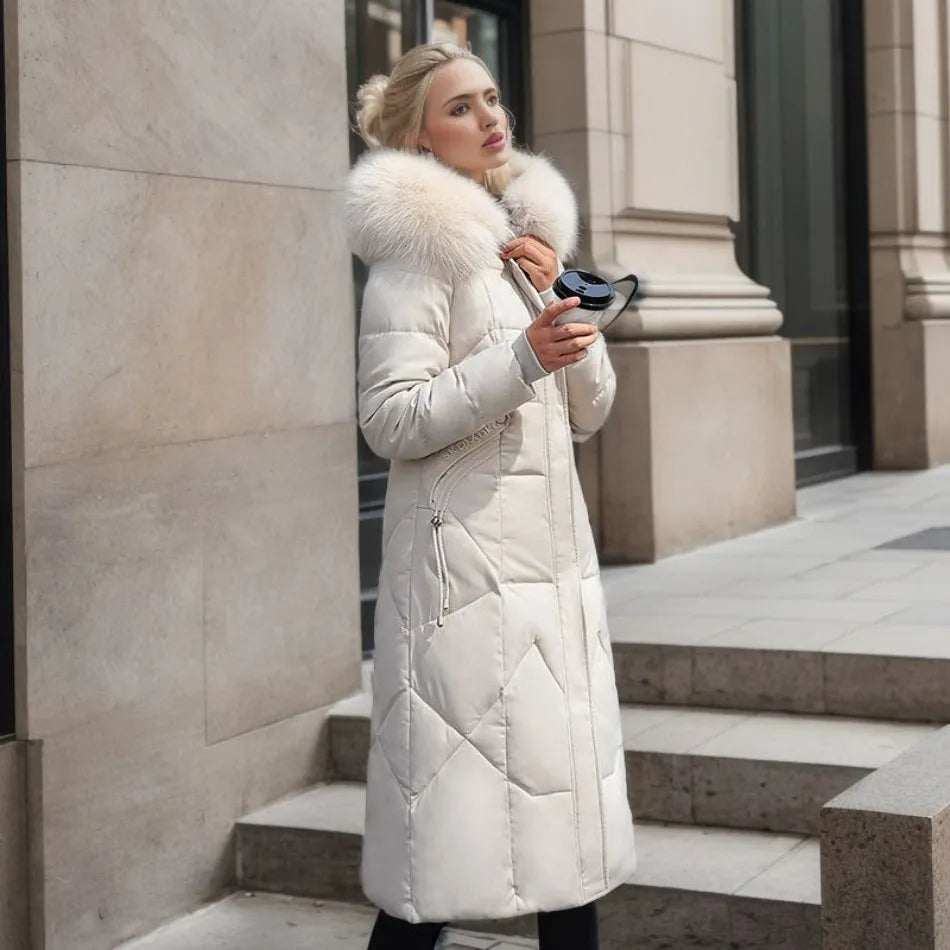 Women's Hooded Zip Winter Jacket — White