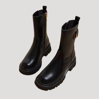 Women's Chunky Sole Mid-Calf Boots — Black