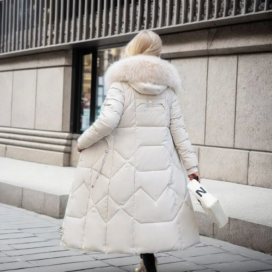 Women's Hooded Zip Winter Jacket — White