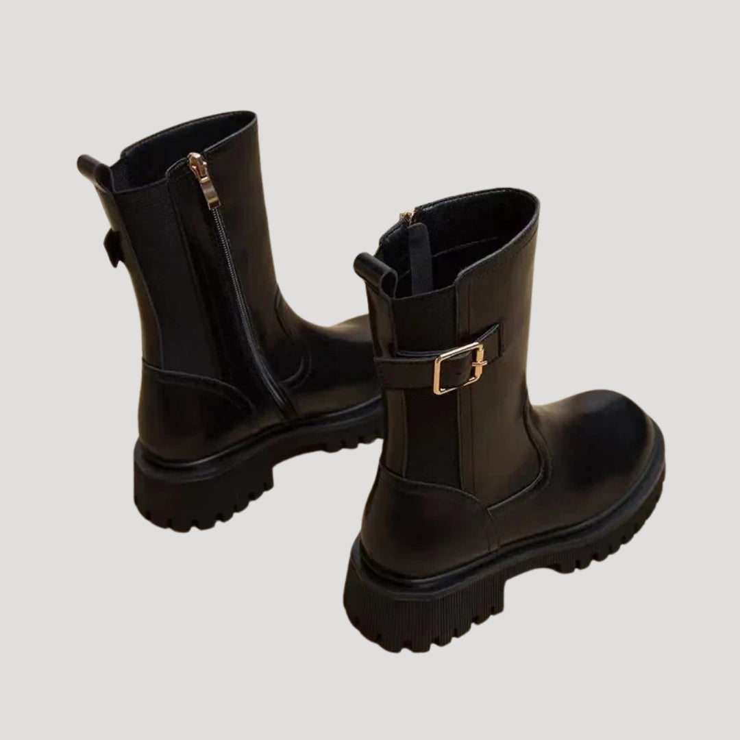 Women's Chunky Sole Mid-Calf Boots — Black